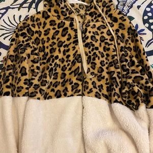 Quarter zip fur jacket